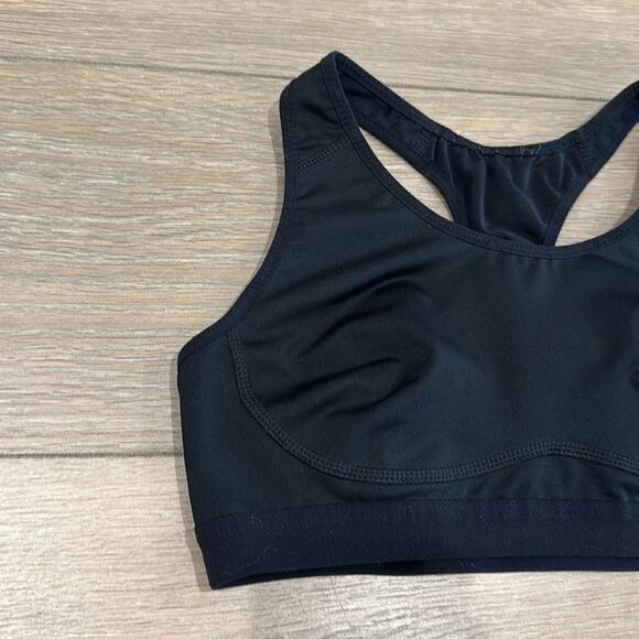 NIKE‎ Black Neon Yellow Dri-Fit Mesh Racerback Foam Padded Sports Bra Size Small - Picture 3 of 9